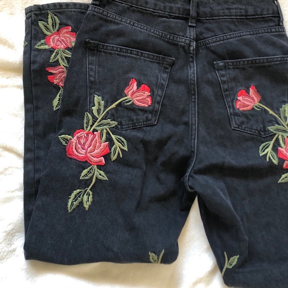 Topshop Embroidered Black Jeans - Picture 7 of 8